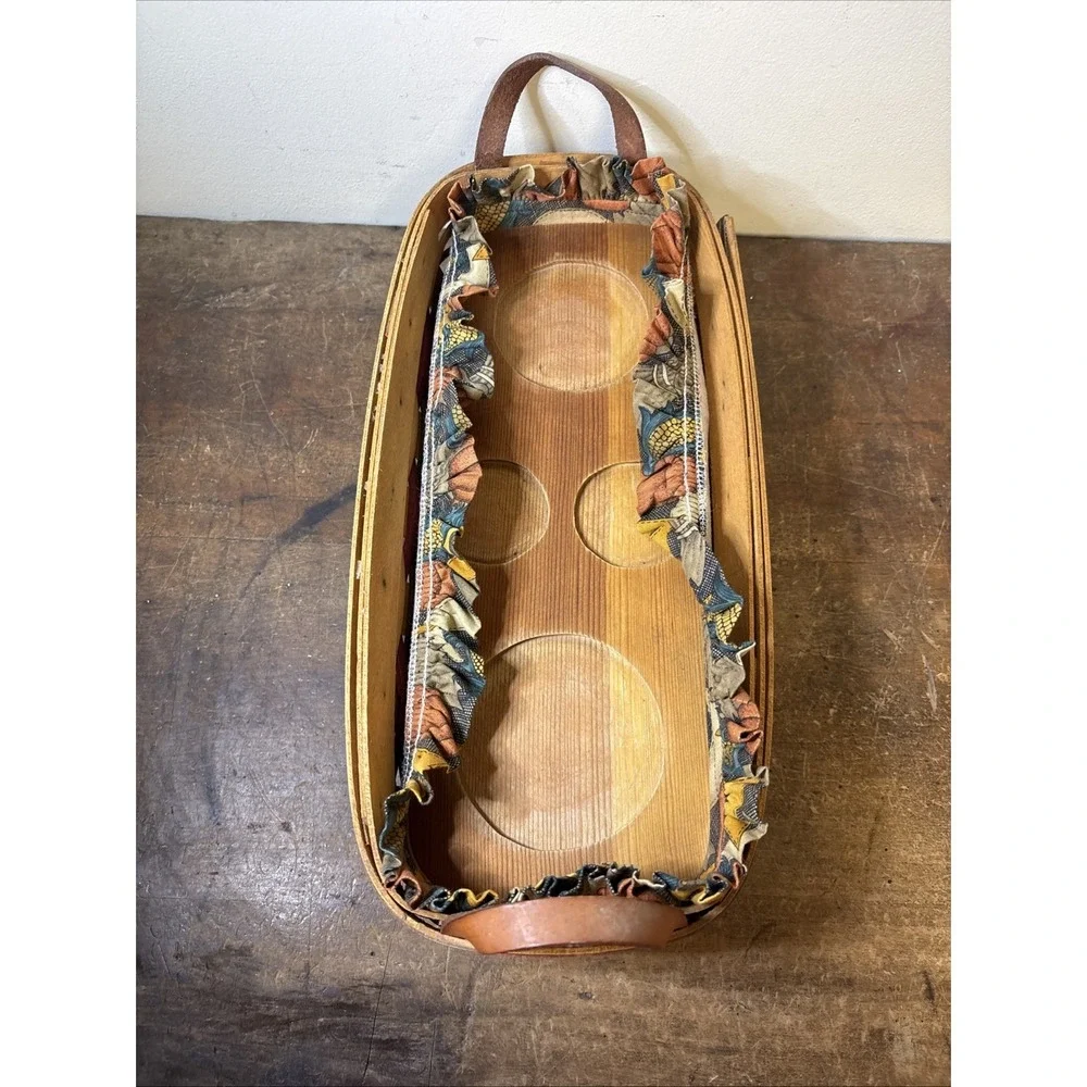 Vtg Longaberger Autumn Bread Basket With Wood Insert